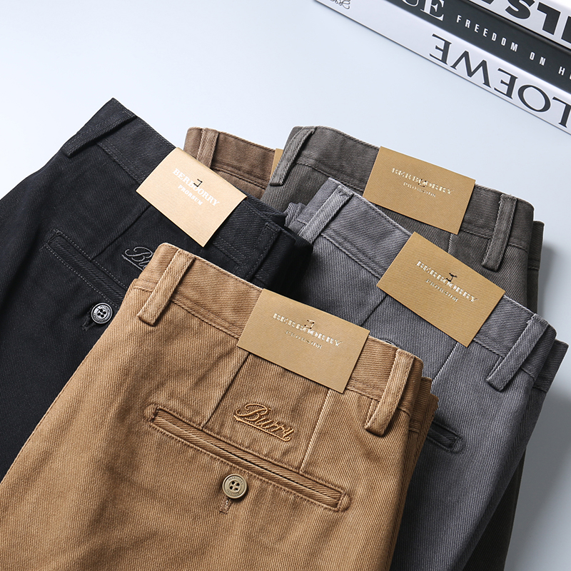 2025秋冬新款100%纯棉男士休闲裤高端抗皱直筒宽松百搭休闲裤男款