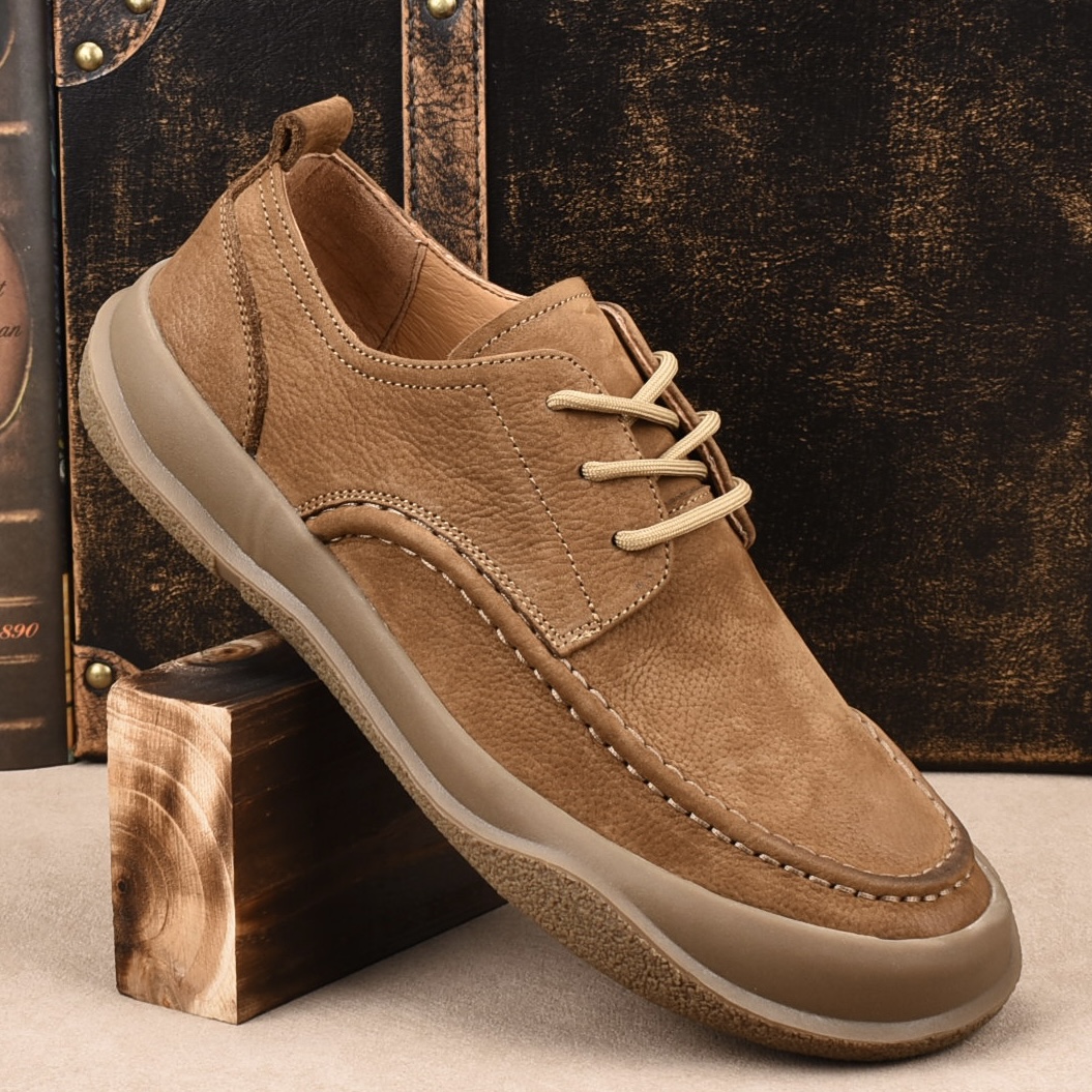 头层牛皮男鞋2025新款真皮软底低帮舒适休闲鞋百搭防滑耐磨工装鞋