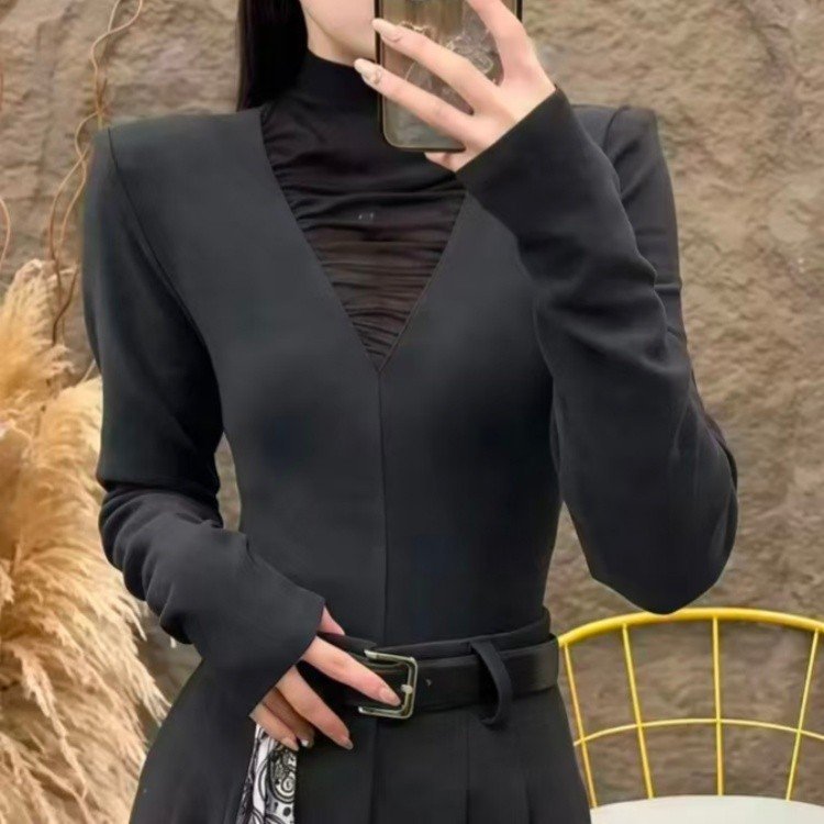 直播爆款妈妈半高领长袖T恤2025秋冬新款保暖显瘦百搭女