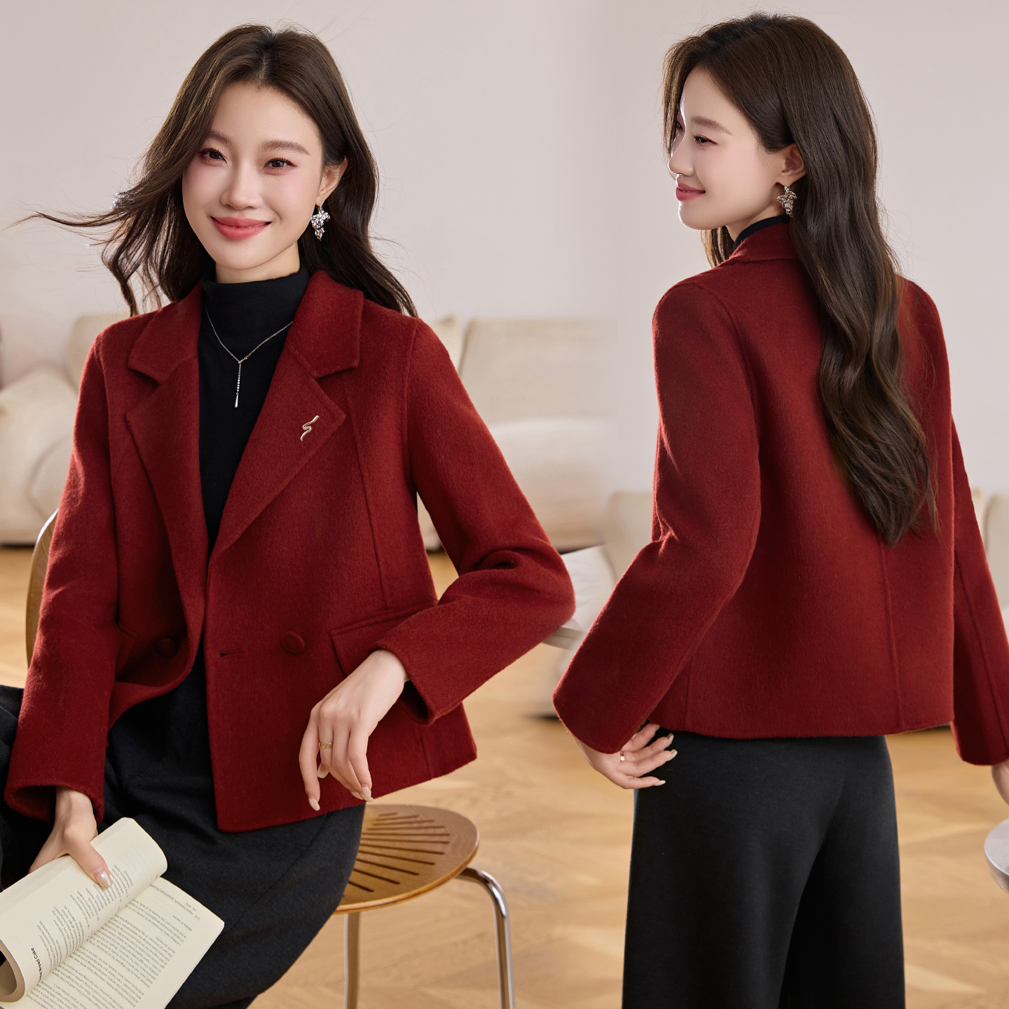 2026冬季宽松大码小个子法式小香风毛呢外套羊毛外套女洋气小众潮