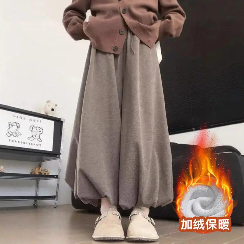 加厚软糯糯米裙裤女2025年新款高腰垂感宽松慵懒小个子百搭阔腿裤