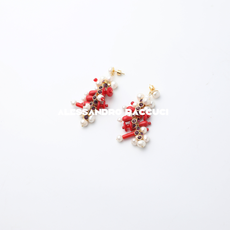 黄铜耳饰 AP洛哥51041EE【糖霜浆果】手工串珠多色搭配时尚耳饰