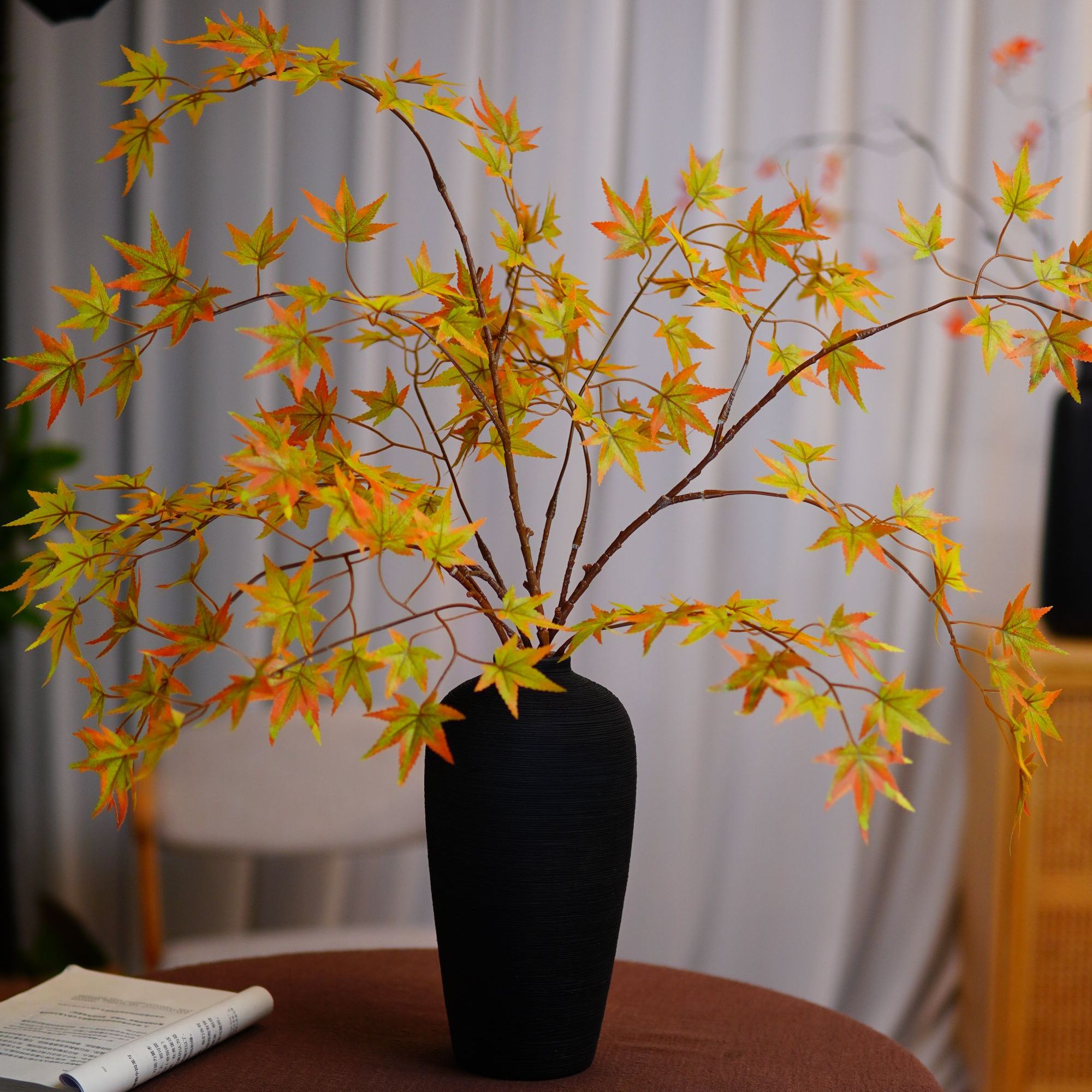 【枫树叶】手感配陶瓷花瓶仿真绿植软装创意仿真花高级感高端逼真