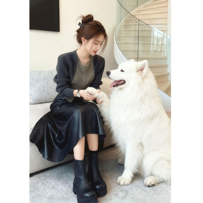 秋冬穿搭一整套女装2025新款洋气渐变色针织毛衣高腰半身裙两件套