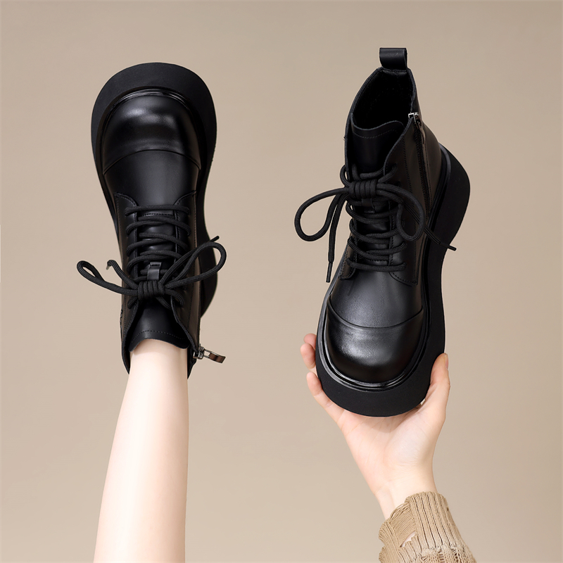 英伦风复古马丁靴女2025秋冬新款加绒保暖厚底妈妈靴加厚短靴