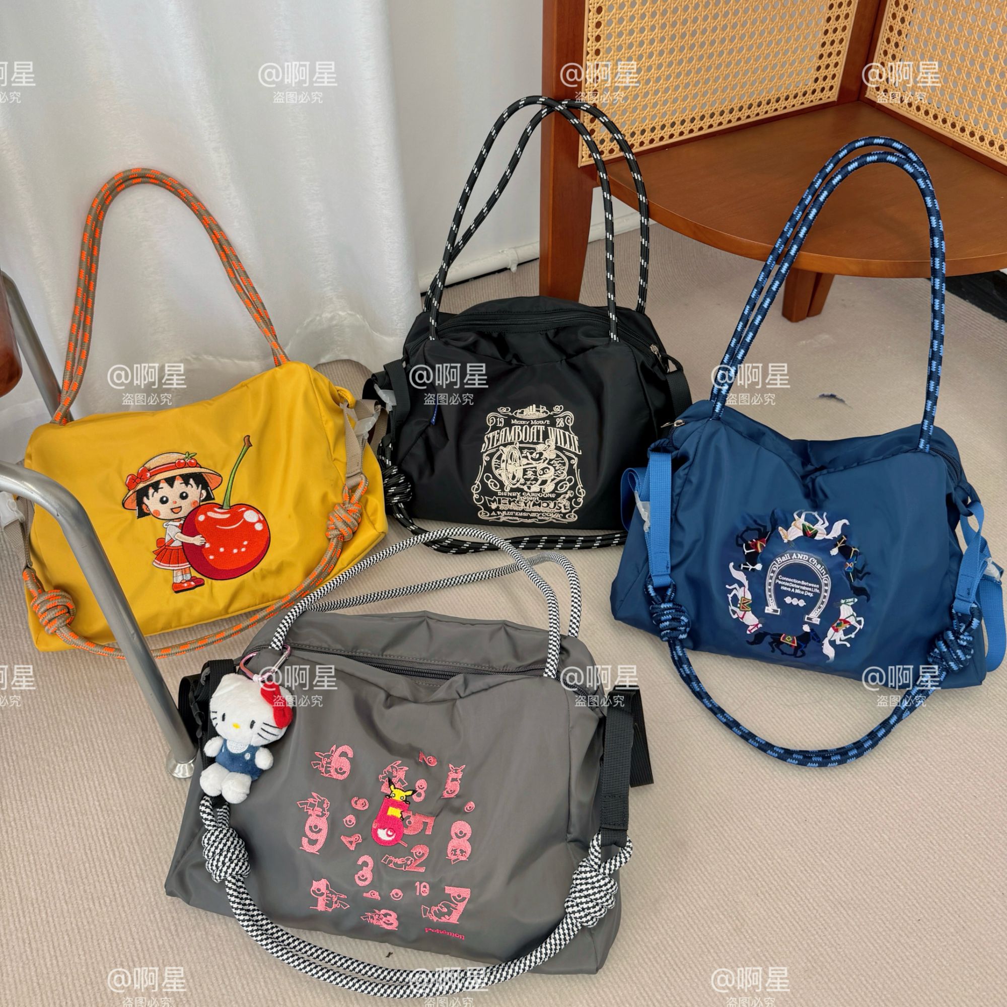 【新款中大包】简约风刺绣拉链大容量ins百搭单肩斜挎波士顿托特包