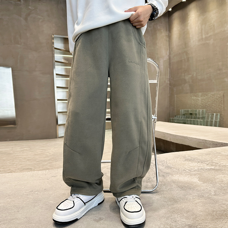 儿童装男童加绒裤子2025新款秋冬款运动男孩加厚冬季中大童卫裤潮