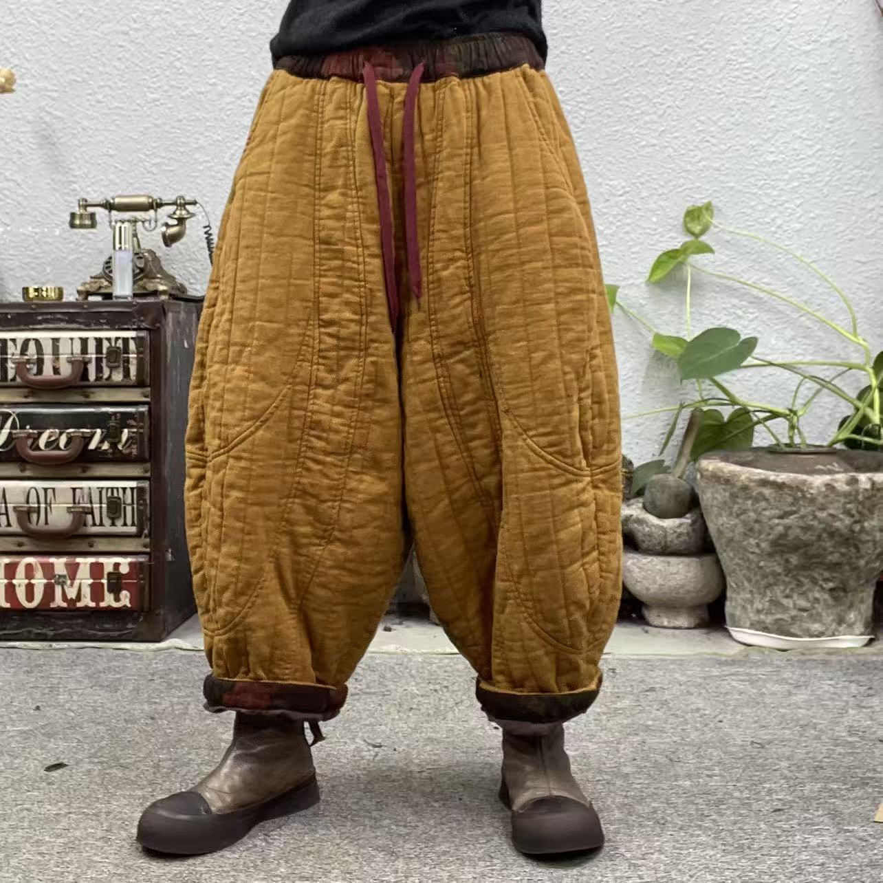 2215夹棉弧线南瓜哈伦棉裤休闲裤（长85臀围132脚口52