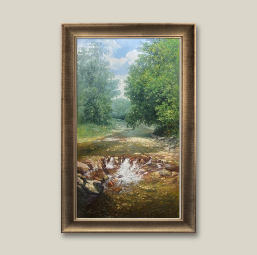 美式复古鹿竖版落地油画玄关客厅沙发墙过道装饰画