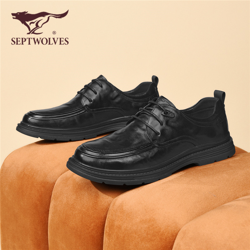 七匹狼男鞋2025秋季新款增高男士真皮商务通勤皮鞋英伦百搭休闲鞋