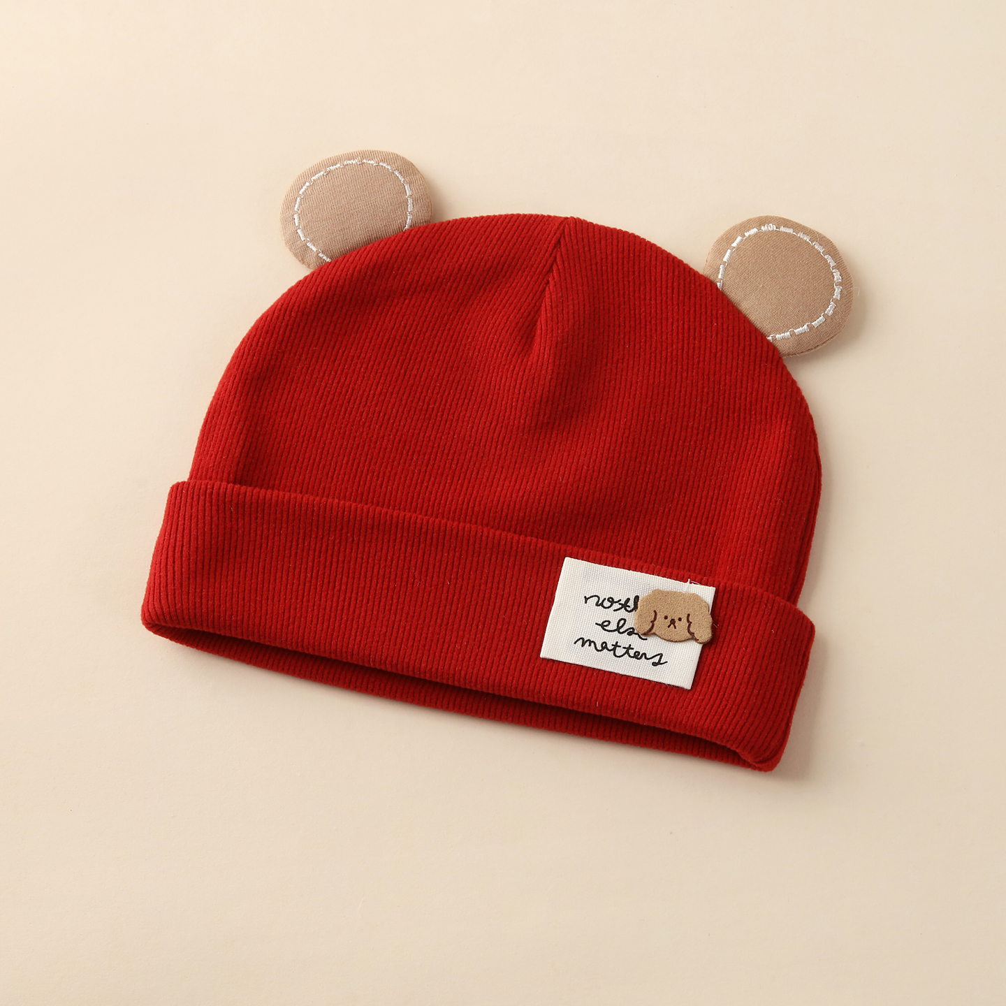 婴儿帽子0到3个月小月龄宝宝胎帽秋冬季新生儿满月红色护囟门洋气