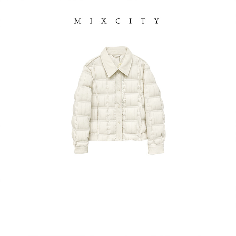 【MIXCITY亚楠家】分格羽绒服◆拼接翻领羽绒服保暖外套8700