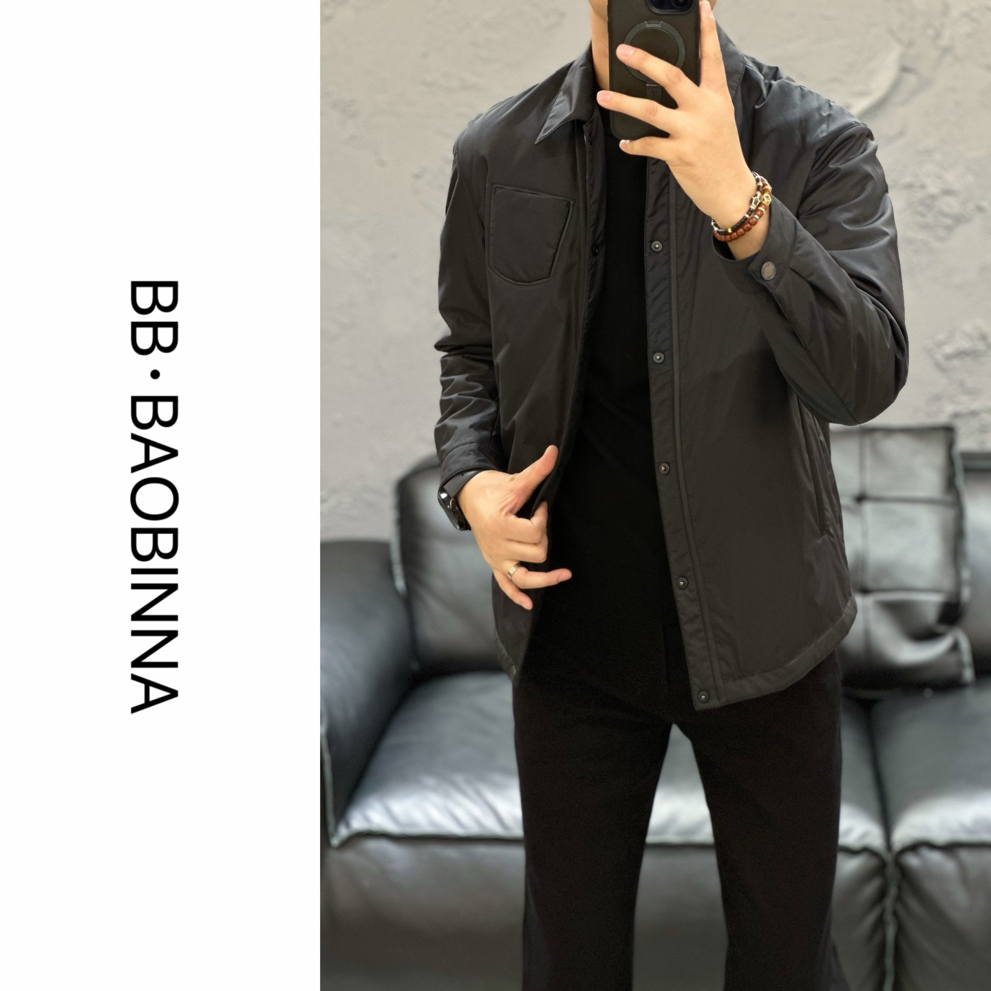 小野· 男装 | "桑蚕丝填充"拼接翻领超轻款棉服878213