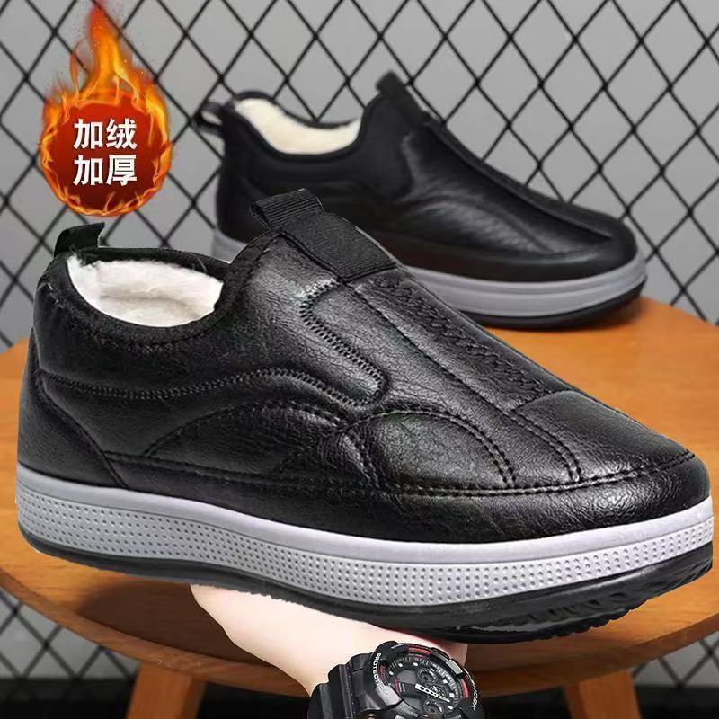 冬季老北京防寒保暖大码防水爸爸鞋雪地靴加绒加厚男休闲棉鞋