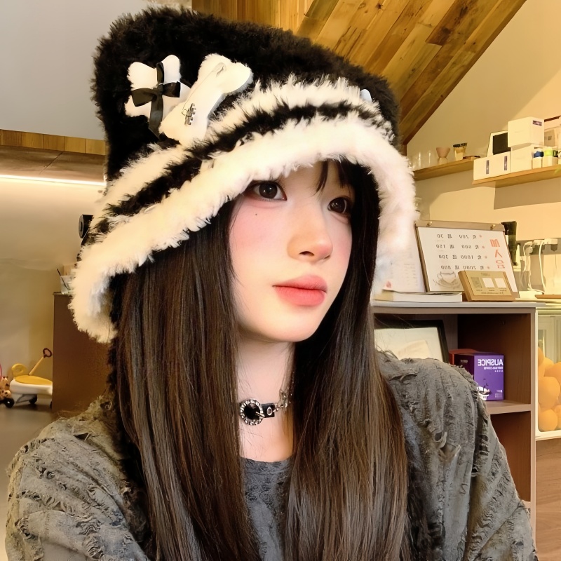 亚比风文化原创自制小熊帽可爱十字架星星毛线帽小众暗黑y2k帽子