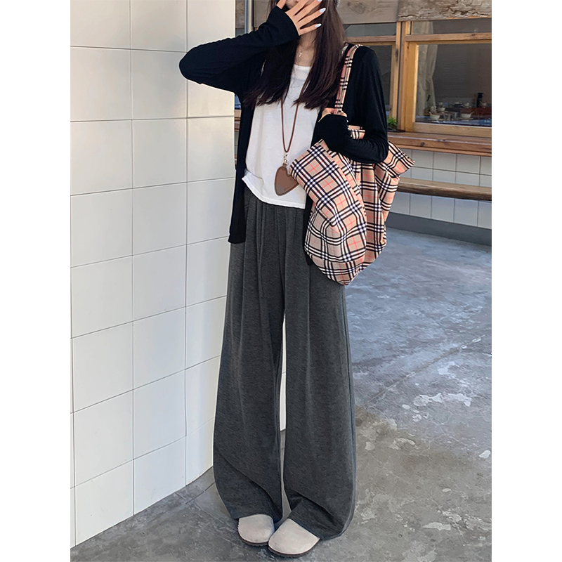 逃屿 【遮腿型显瘦】糯米阔腿裤女高腰老钱风宽松小个子初秋休闲裤