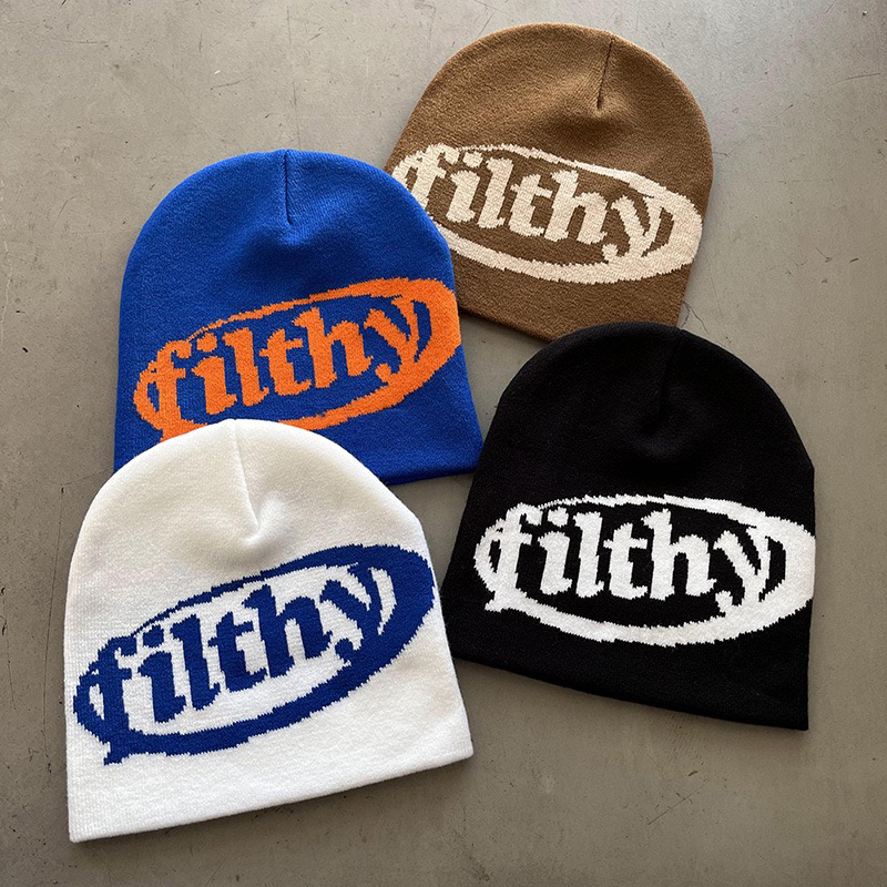 帽子套头帽运动潮流字母运动风针织帽街头风秋冬保暖帽