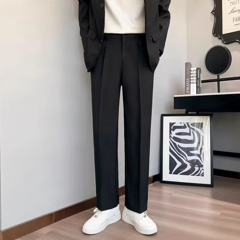 大码西裤男款春秋季加大加肥宽松直筒休闲长裤夏季垂感阔脚西装裤