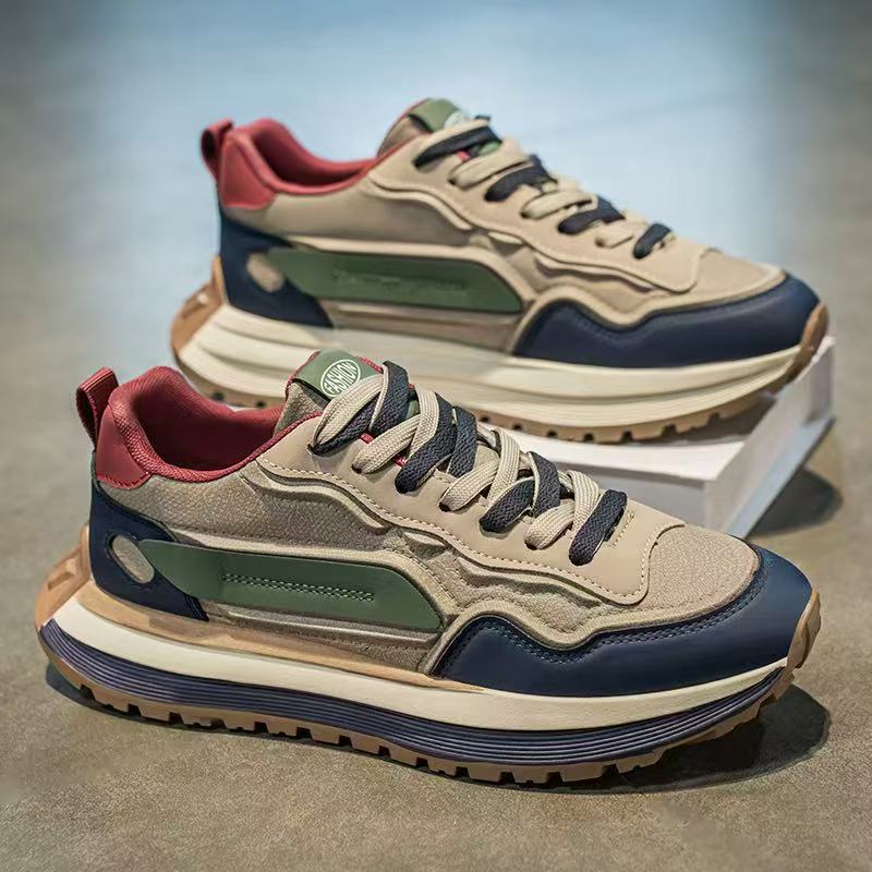 爆款男鞋2025男鞋休闲百搭运动鞋港风高颜值老爹鞋新款增高厚底