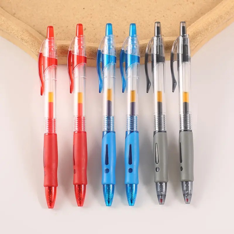 【14支装】舒适按动中性笔0.5m红蓝碳素黑笔考试专用笔刷题笔签字笔