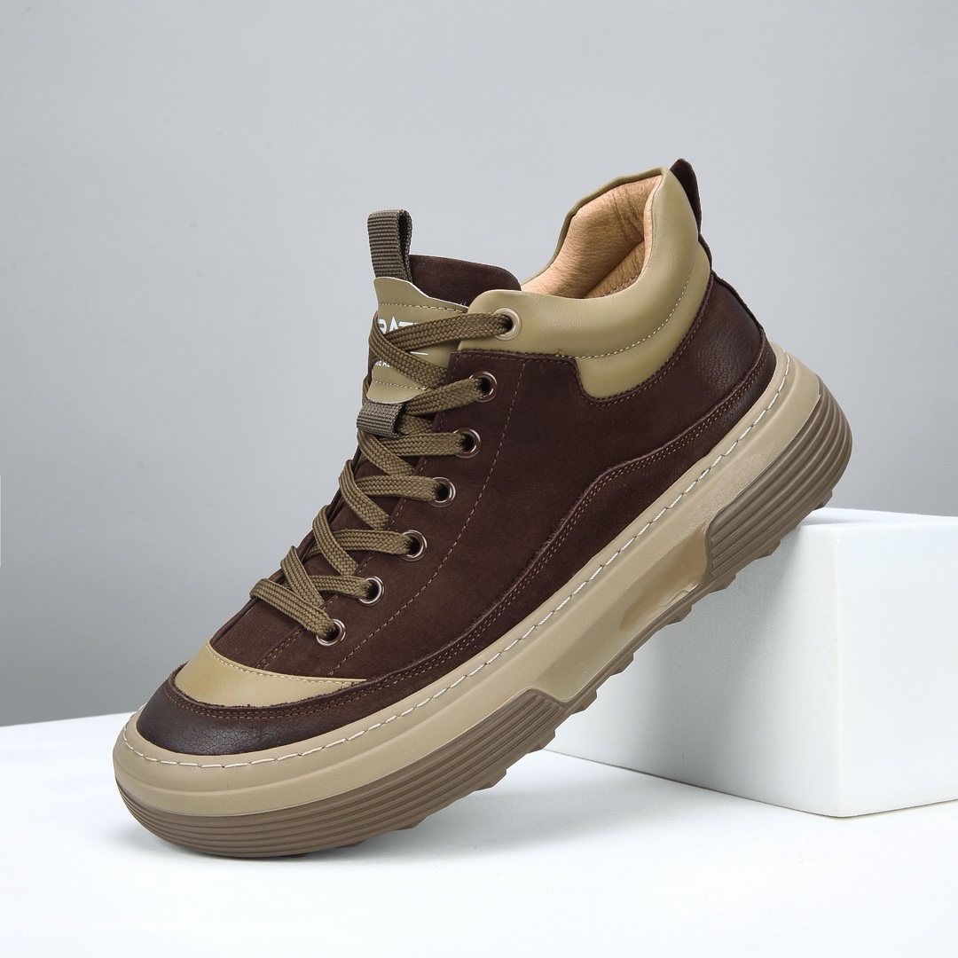 新款韩版男士真皮运动百搭潮鞋舒适鞋子秋冬保暖时尚休闲板鞋男鞋