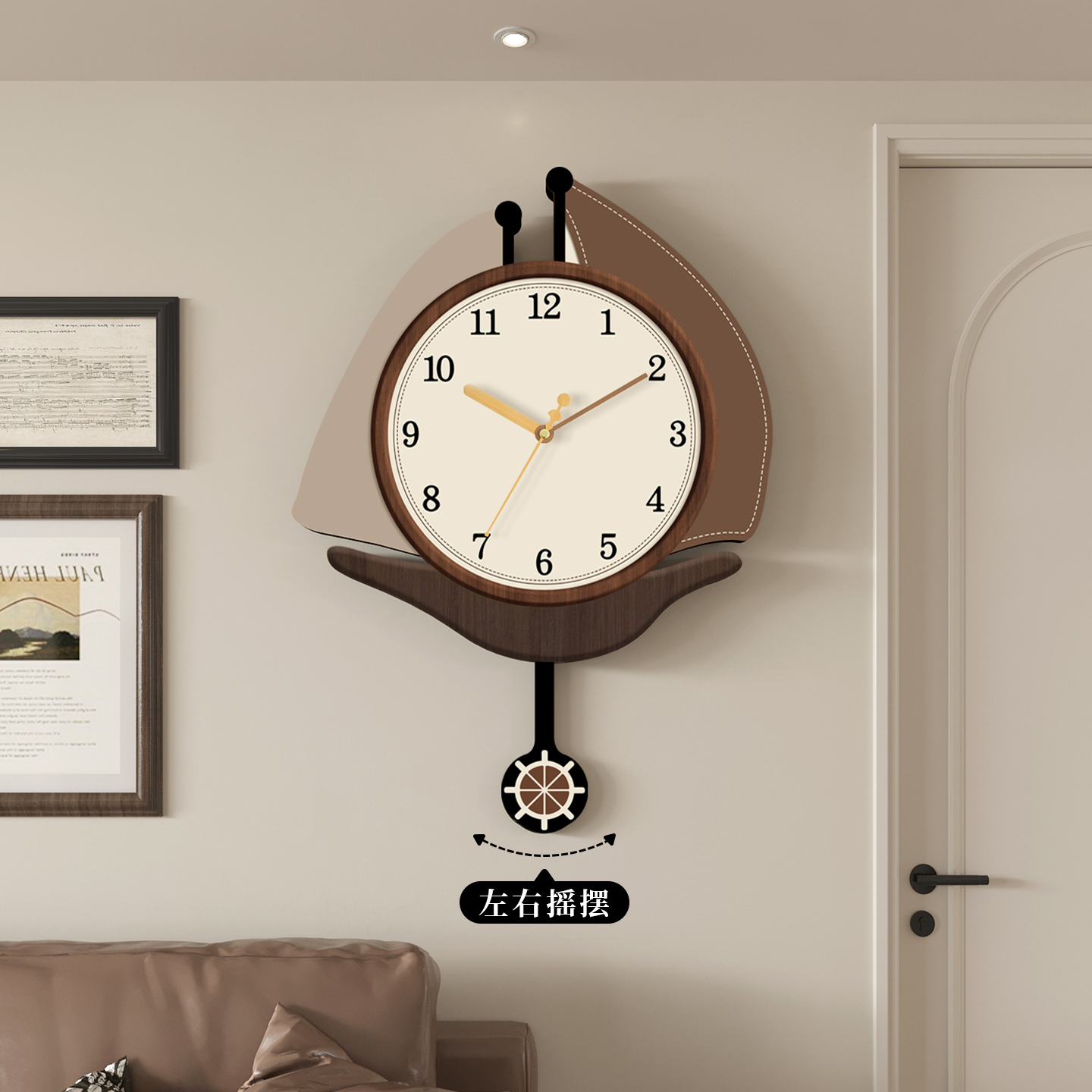 新款挂钟客厅钟表家用餐厅装饰画万年历石英钟摇摆时钟免打孔挂表