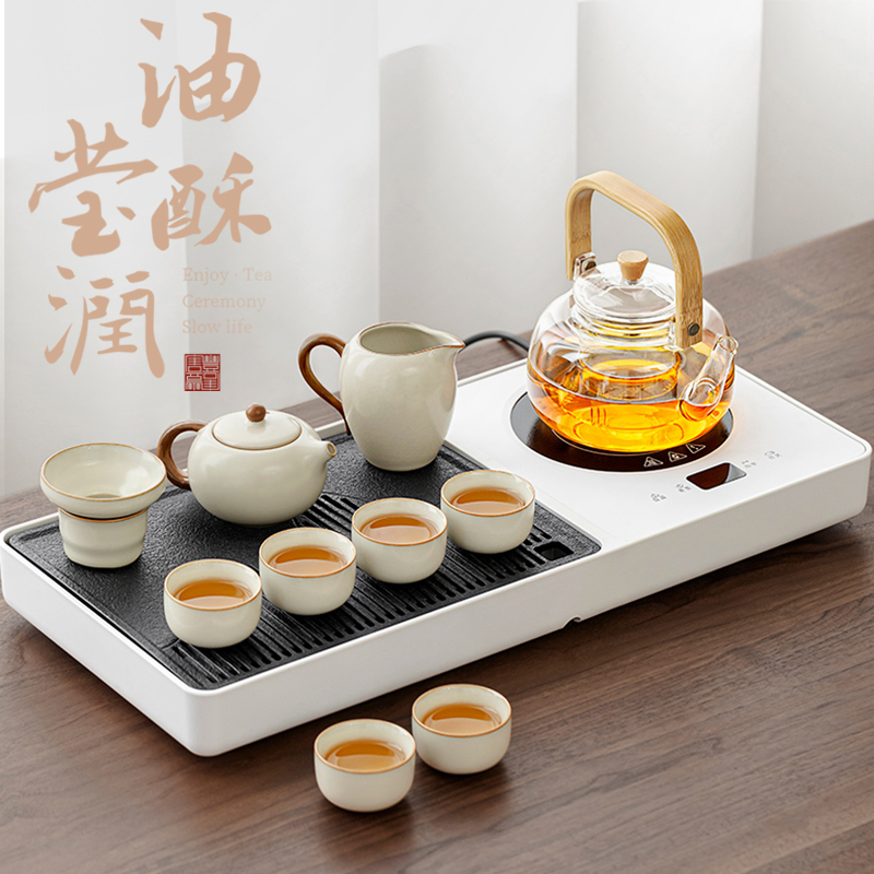 功夫茶具套装家用轻奢高档小型茶盘烧水壶全自动一体茶台一整套S