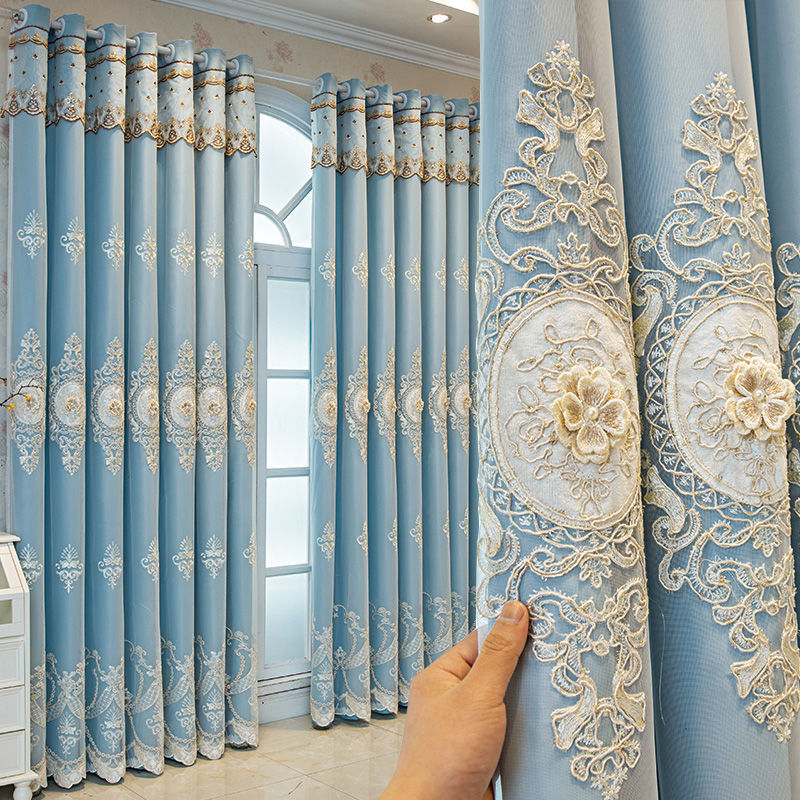 欧式加厚布纱一体遮光窗帘全屋定制成品卧室阳台客厅光抗晒遮阳布