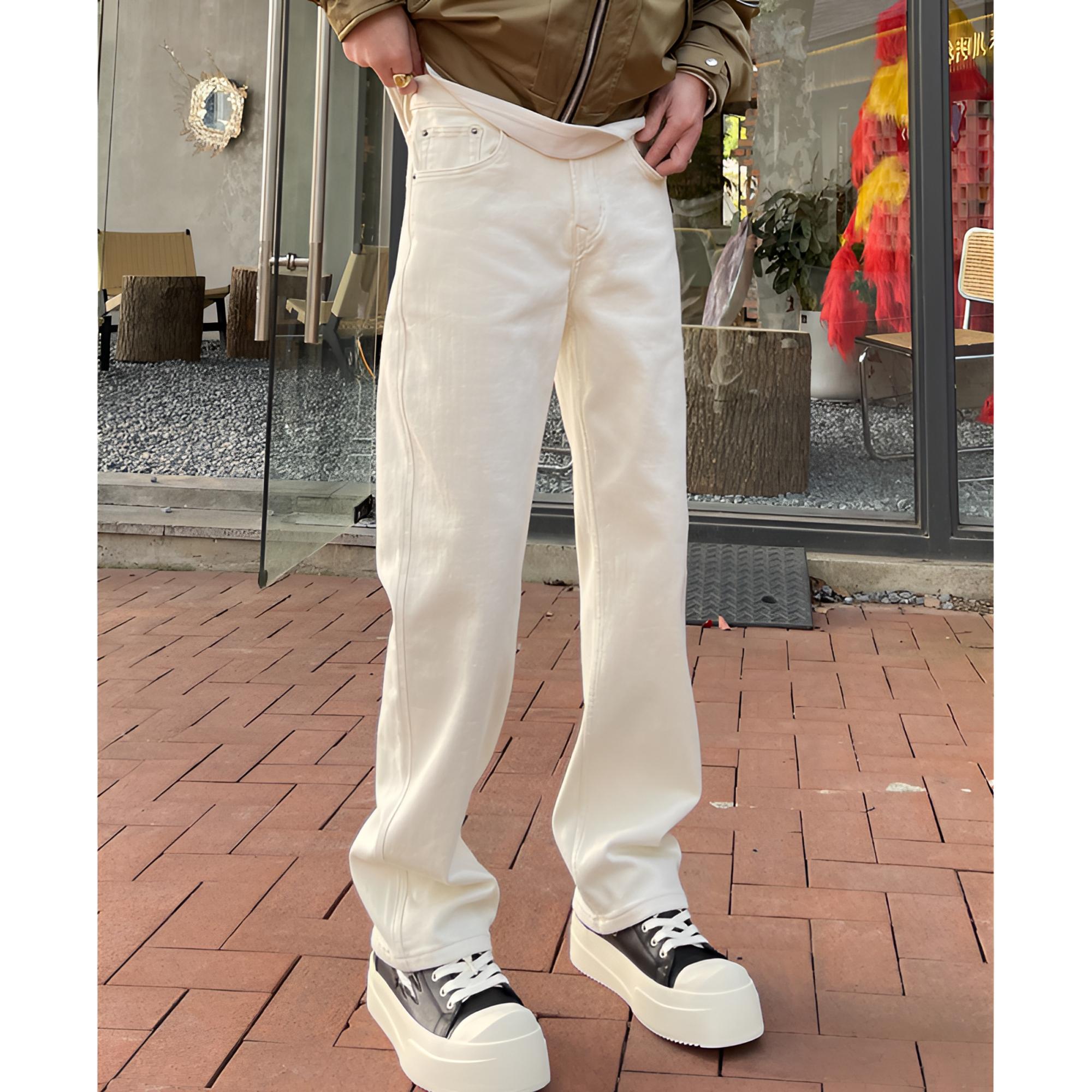 创恒（偏爱）新款加厚磨绒简洁大方经典百搭高弹小直筒修身牛仔裤