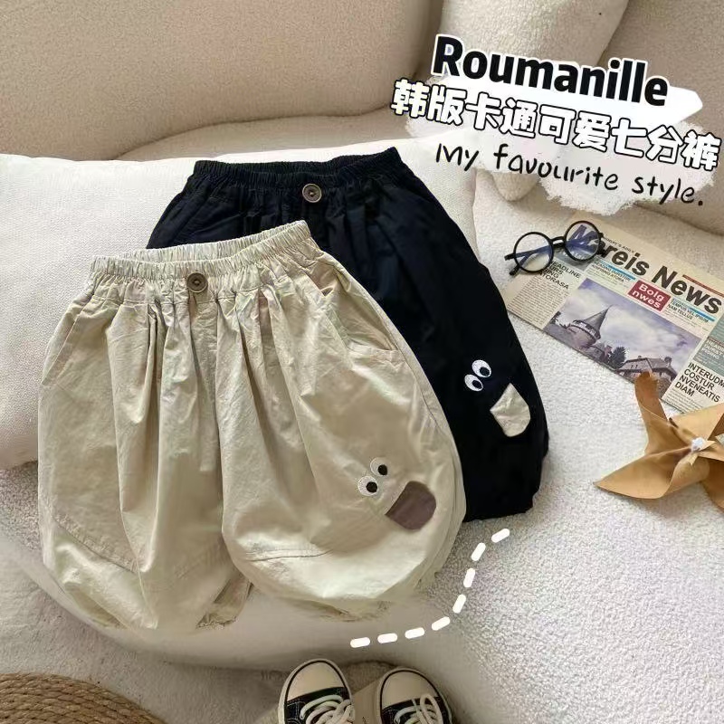 男童纯棉七分裤儿童新款2025夏季透气灯笼裤中小童卡通时尚学生