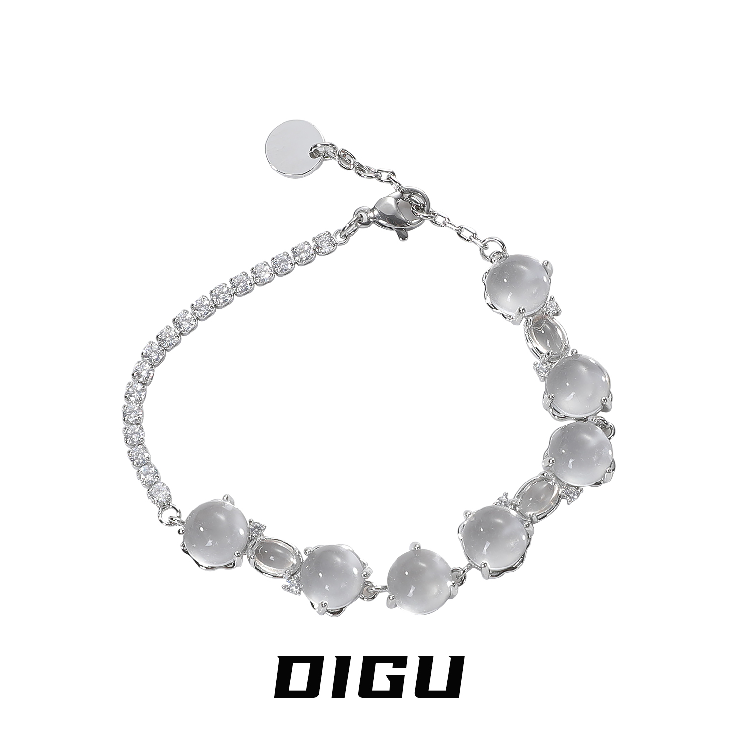 嘀咕家 铜合金仿水晶手链 清冷月光透明串珠闪钻拼接手链手环手饰