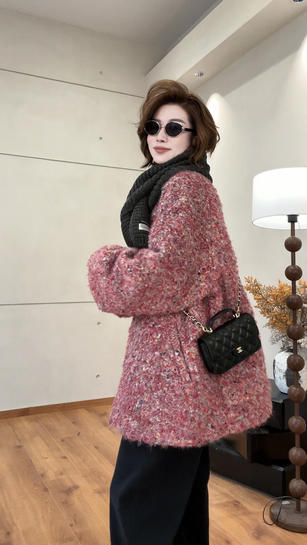 月月 2025秋冬新款小众设计彩色花纱复古毛呢羽绒服 2510C7240