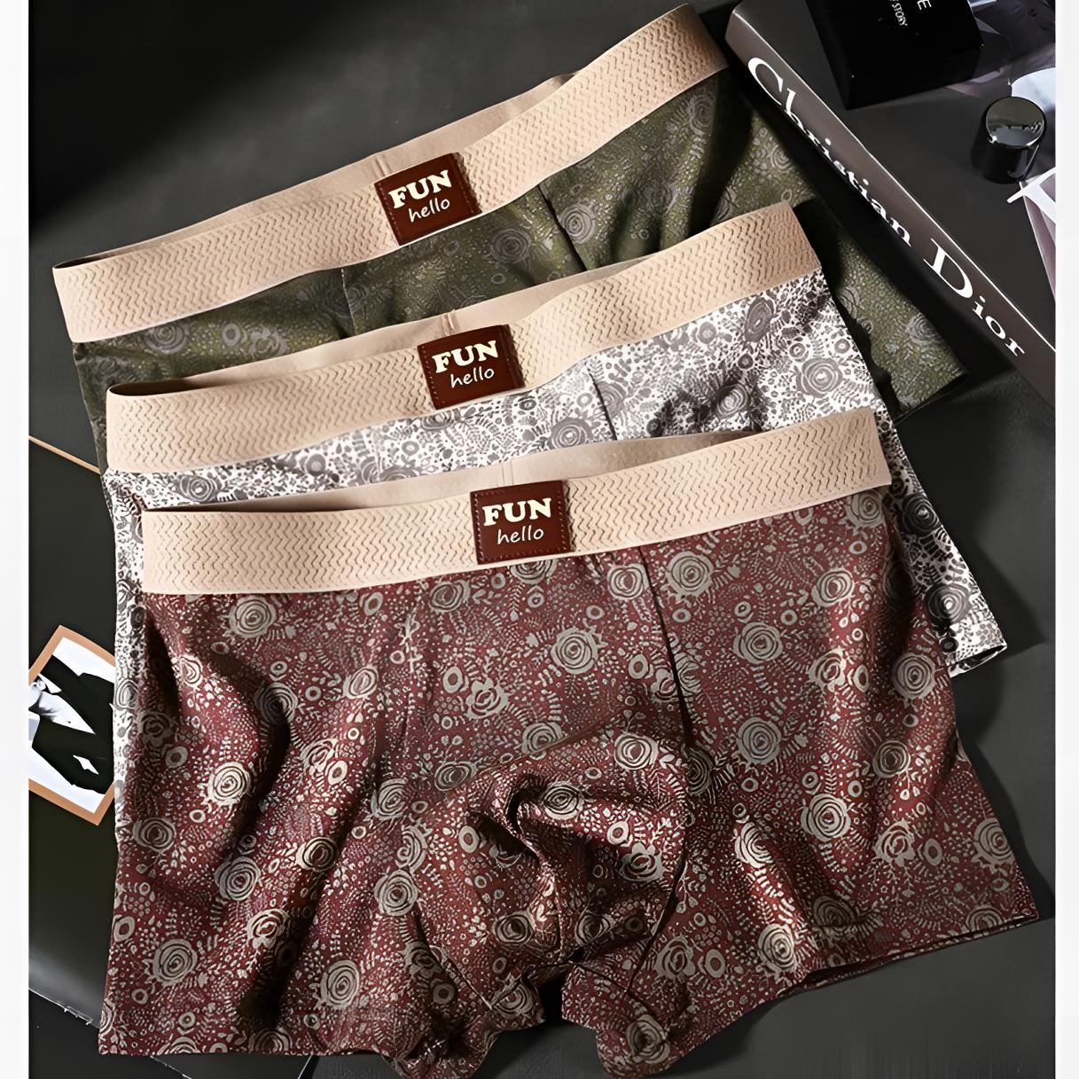 2025花印男士内裤棉质印花裤衩四角新款个性亲肤透气透气短裤男士
