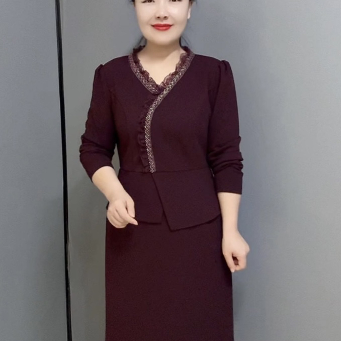 冬季新款A057轻奢优雅气质时尚高级打底连衣裙修身显瘦洋气妈妈装