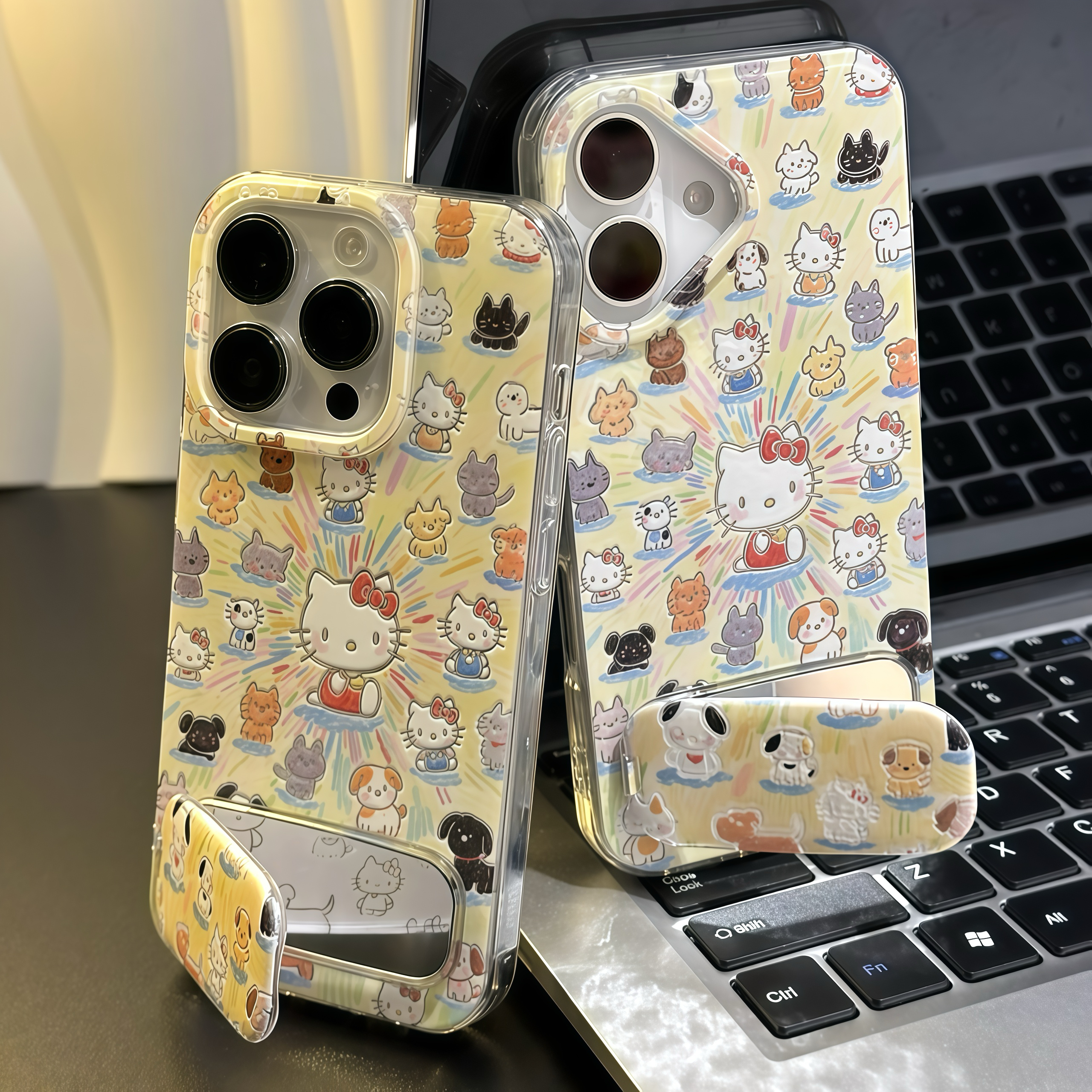 动物Kitty合集镜子支架适用苹果16promax手机壳华为vivo小米oppo