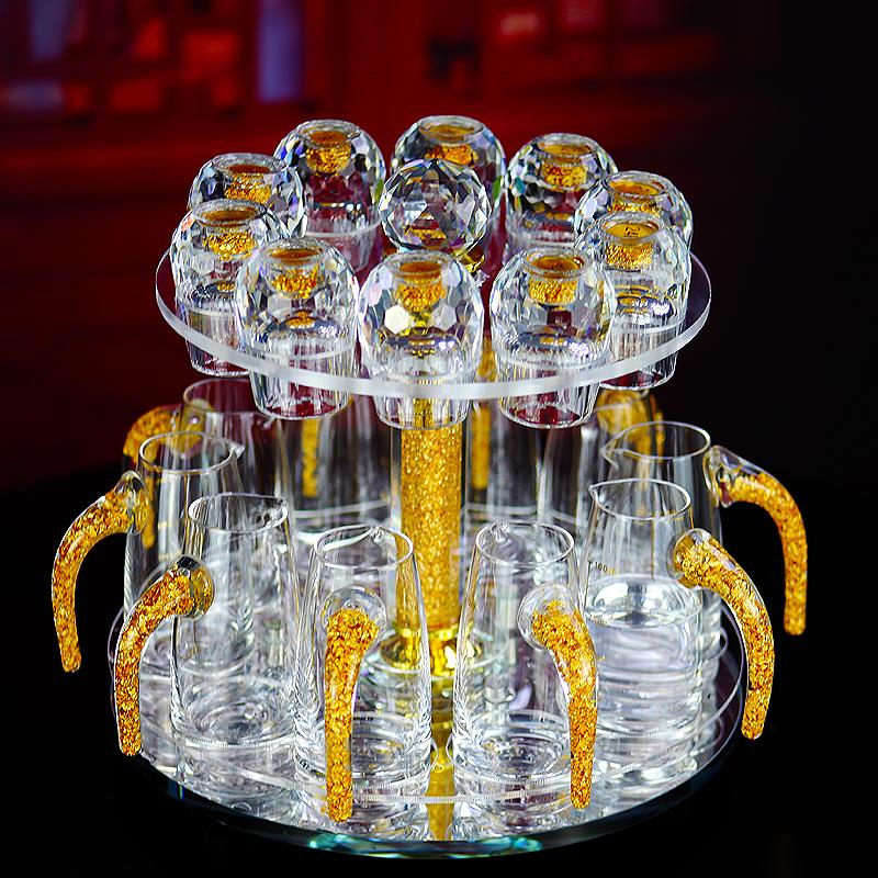 高端轻奢白酒杯中式一口小杯分酒器二两家用酒具水晶套装酒壶商用