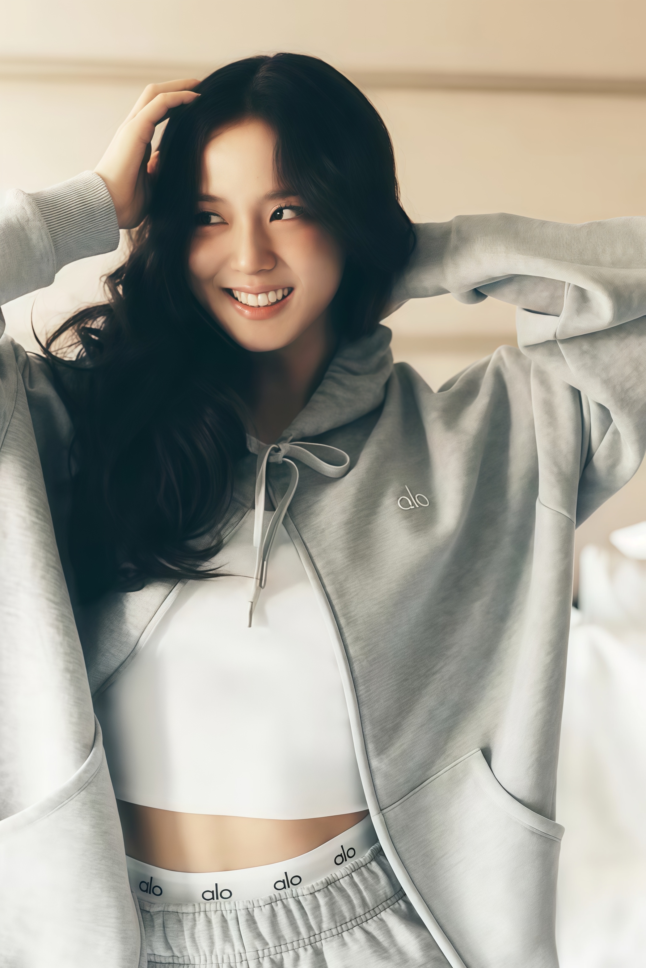 ALOyoga金智秀同款瑜伽长袖抽绳连帽休闲拉链卫衣运动外套女秋冬