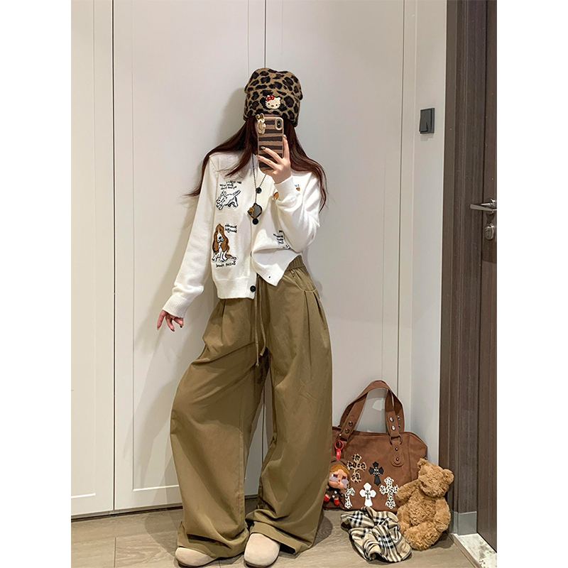 MARIE.COCO设计感小狗印花针织毛衣外套女秋季慵懒软糯短款上衣