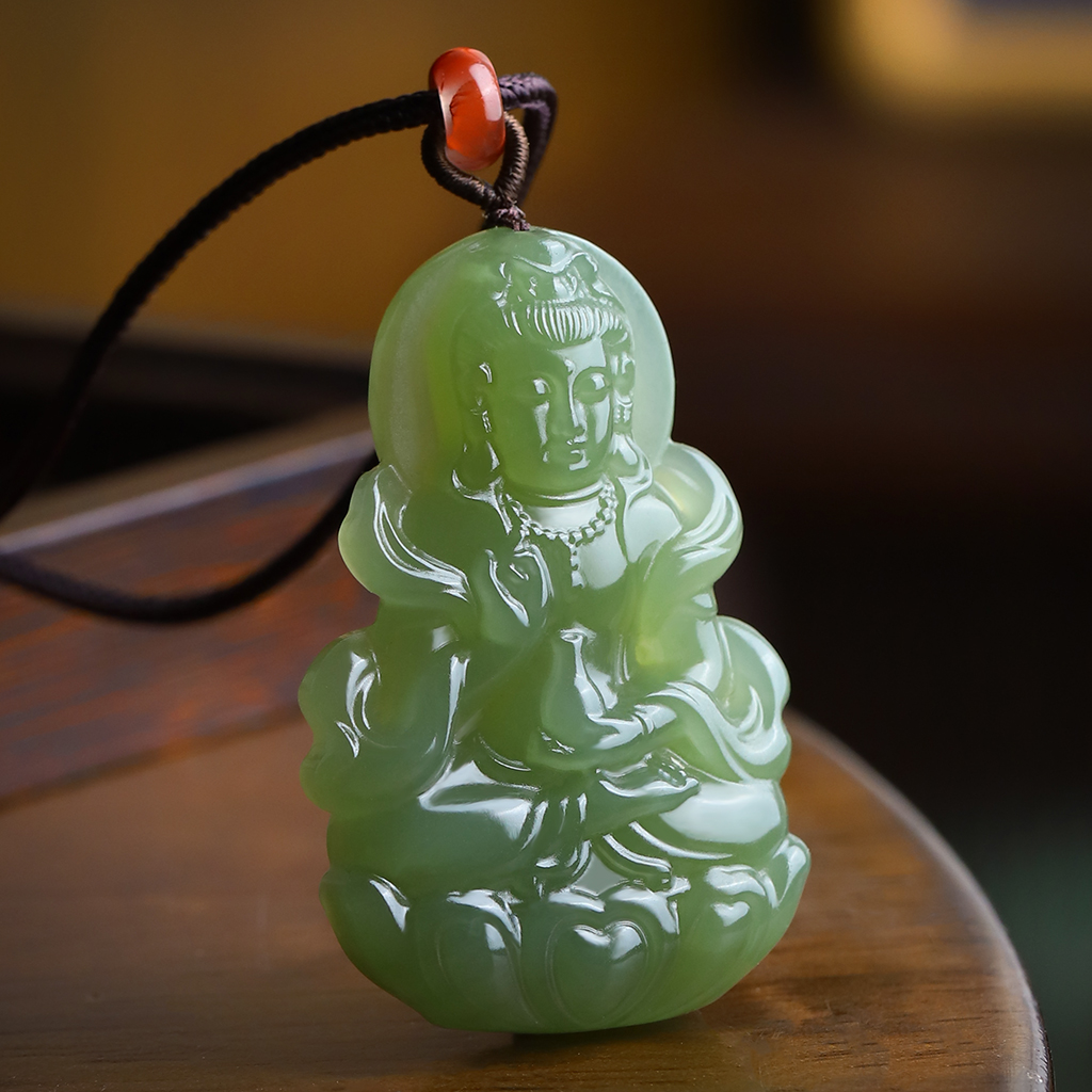 正宗和田玉观音玉坠男款女士玉石挂件厂价珠宝玉器吊坠工厂直供