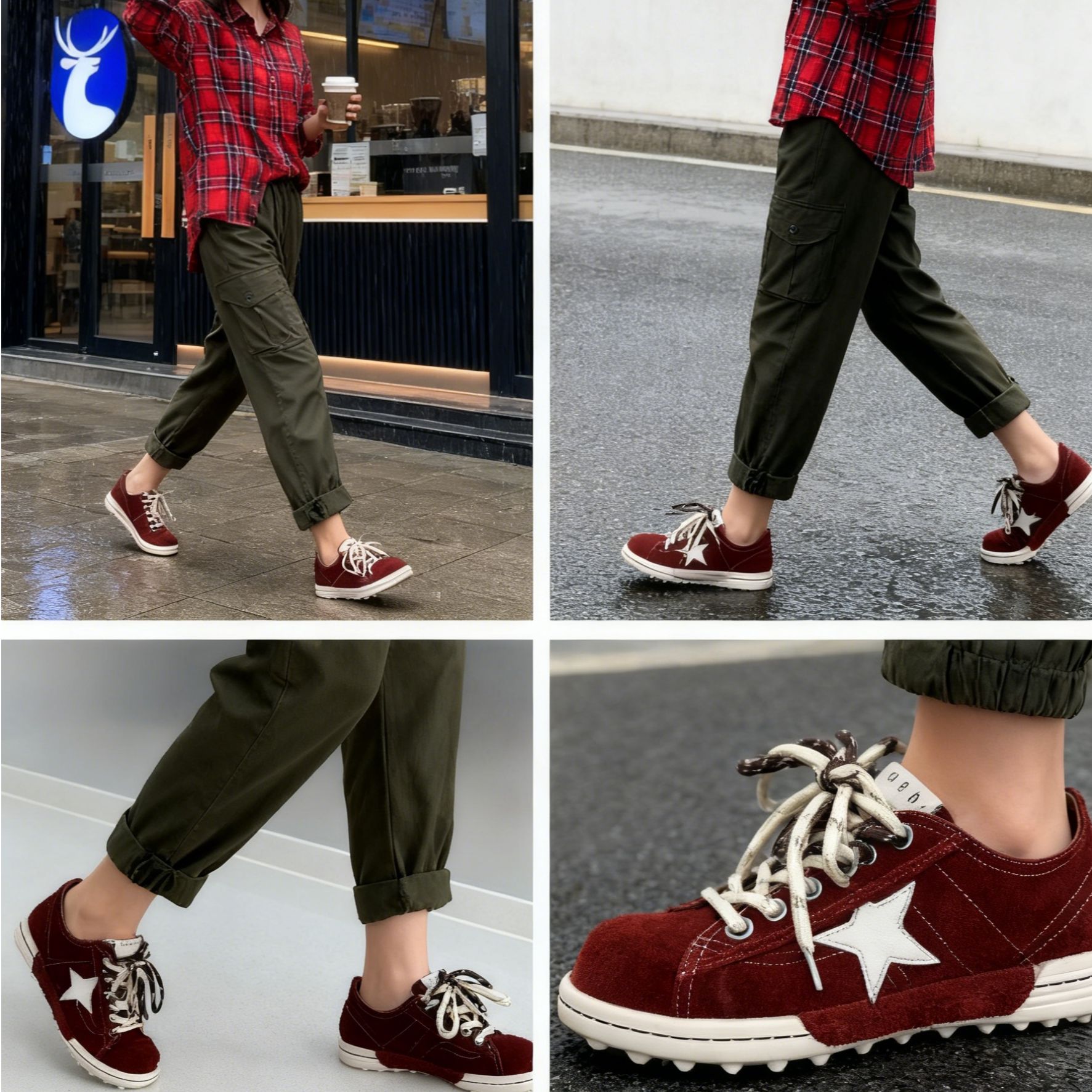 牛皮复古星星鞋潮鞋青年板鞋秋季学生春季系带布鞋休闲板鞋231023