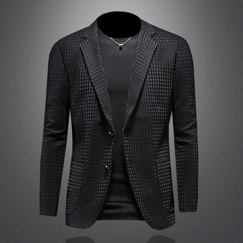 DESITASH欧洲站格子休闲西装男春秋季新款肌理感青年修身轻奢西服