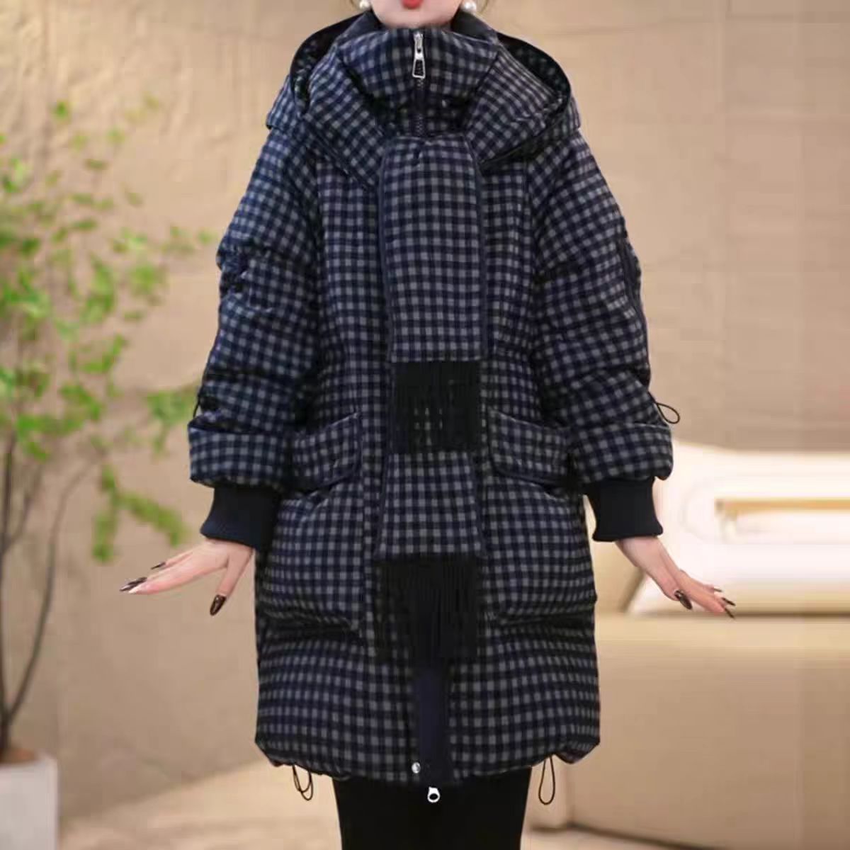冬季围巾连帽通勤百搭经典时尚保暖白鸭绒羽绒服M-XL
