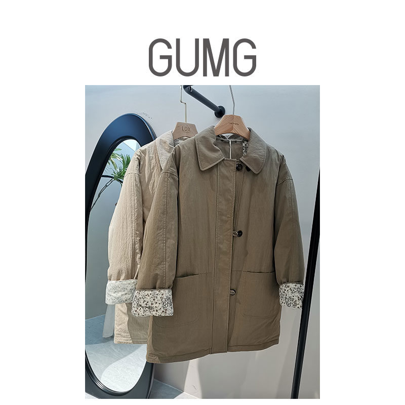 【女装优选FY】GUMG-翻袖小碎花羽绒大衣GM10221