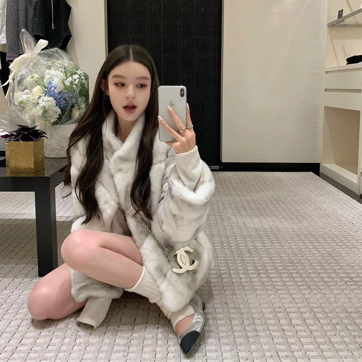 【XiXin】“雪野绒绒兔”进口雷克斯獭兔毛外套龙猫色皮草外套女