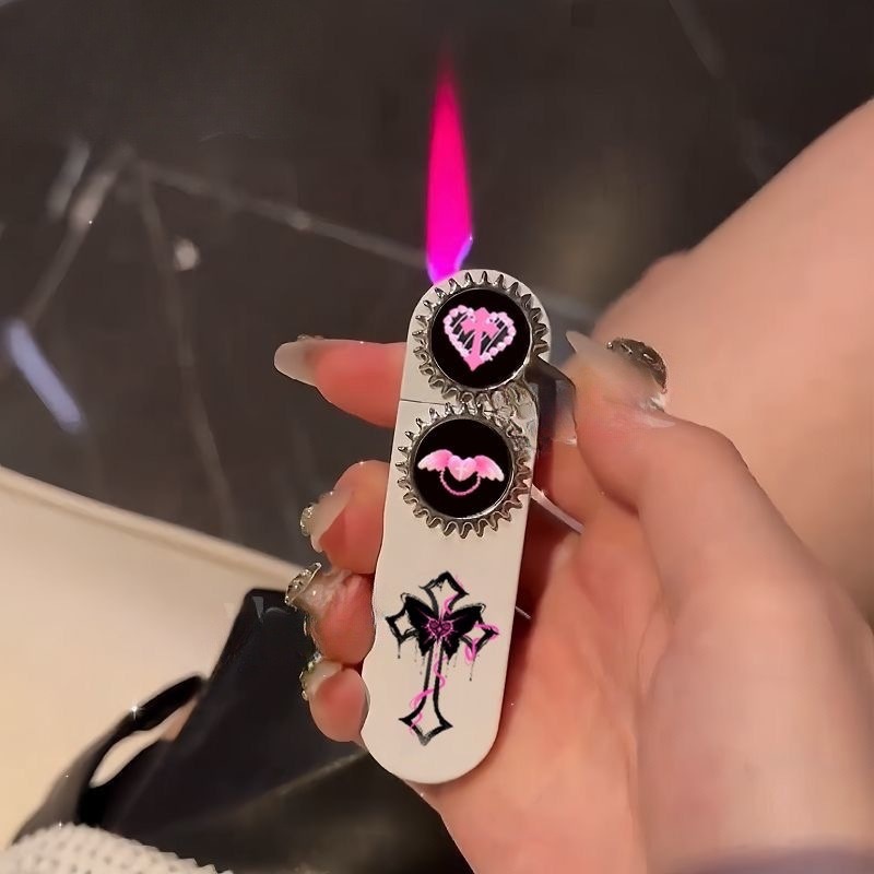 潮酷十字架防风粉焰摇臂充气创意齿轮打火机送男友礼物