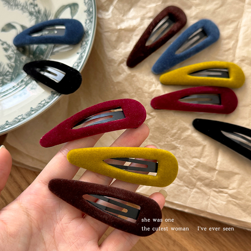 高级感丝绒水滴发夹女早秋新款刘海夹bb边夹发卡头饰发饰一字夹子