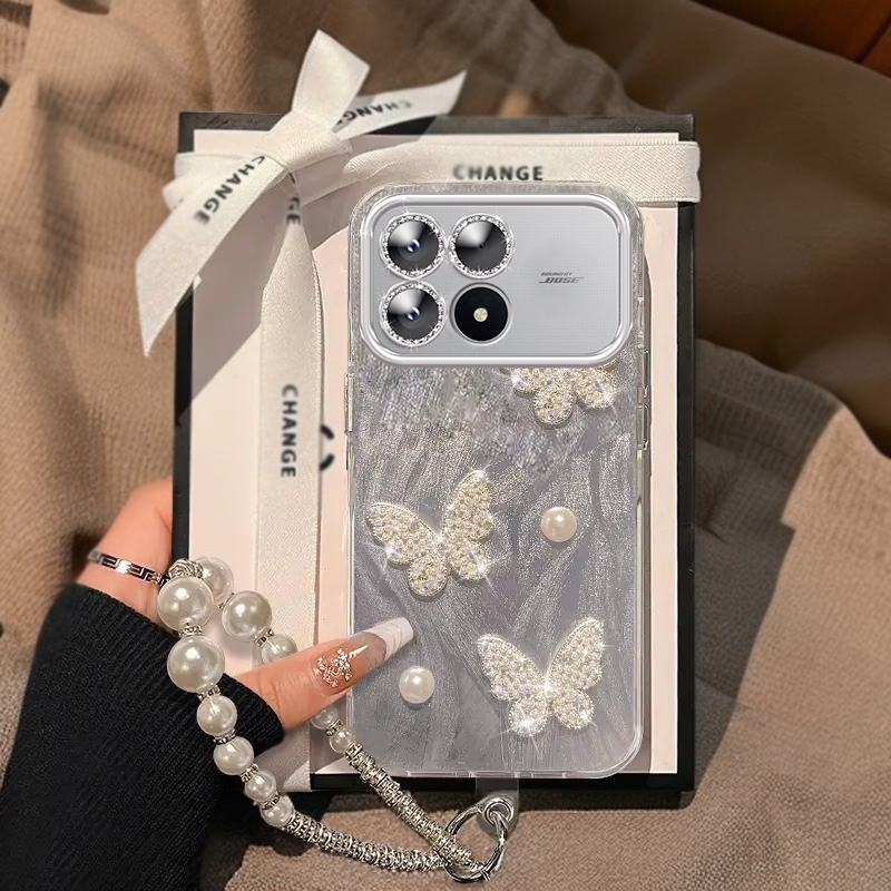 全包摄像头红米K90手机壳羽纱珍珠蝴蝶REDMIK90ProMax软新款高档