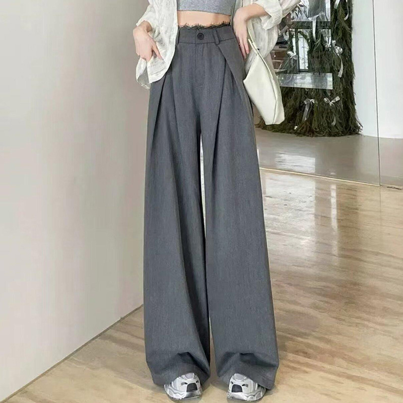 韩版蕾丝拼接设计感显瘦百搭阔腿裤女2025年夏季新款通勤休闲裤