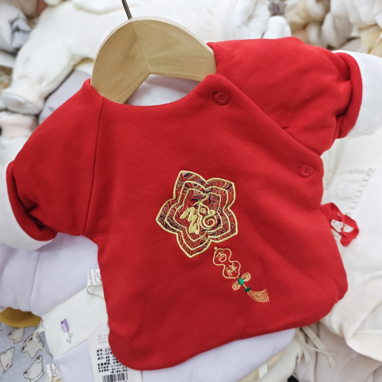 150g婴儿半背衣秋冬冬季夹棉新生儿上衣保暖宝宝保暖上装加厚红色