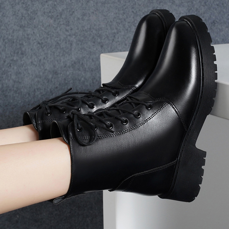 头层牛皮马丁靴女平底2025年新款冬季短靴英伦风加绒女靴春秋单靴